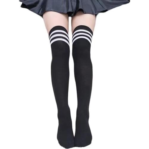 17 Colors Spring Autumn Girls Student Stripes Thigh Highs Over The Knee Stockings Long Football Socks For Anime School Uniform