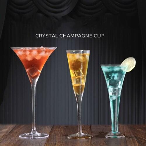 Crystal Glass Champagne Glasses Verre Mariage Wedding Creative Horn High Foot Martini Bubble V Shape Sweet Wine Cocktail Cups