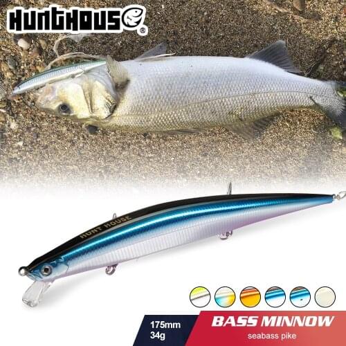 Hunthouse 2019 new fishing lure minnow 175mm/31g lure long casting minnow sinking pesca tide minnow slim body for fishing LW404