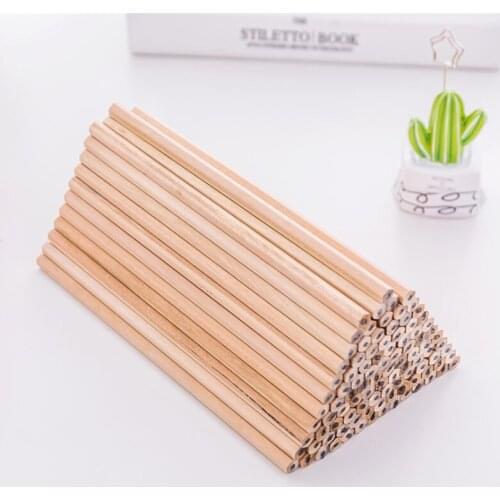 100pcs/lot Cute Natural Wood Pencil HB Blank Non-toxic Standard Pencil Office School Supplies Stationery