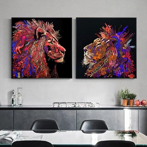 Animal Painting Graffiti Wall Art Poster Lion King Canvas Picture for Living Room Modern Decoration for Home Room Frameless