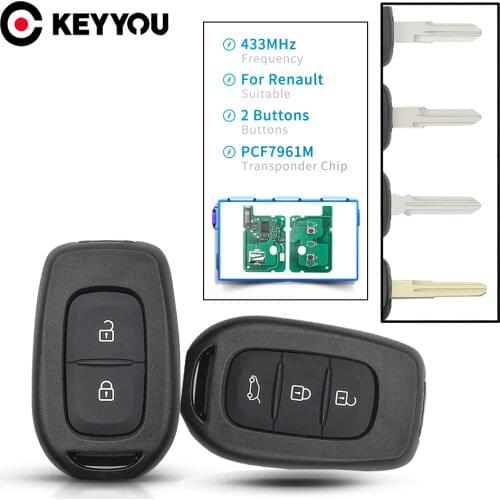 KEYYOU 2/3 Buttons Remote Key PCF7961M HITAG AES For Renault Sandero Dacia Logan Lodgy Dokker Duster 433MHz VAC102 HU136te