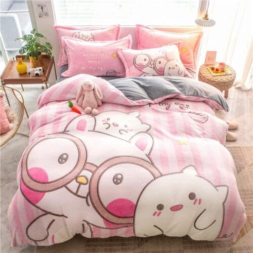 Solstice Home Textile Girl Kids Bedding Set Honey Peach Pink Duvet Cover Sheet Pillowcase Woman Adult Beds Sheet King Queen Full
