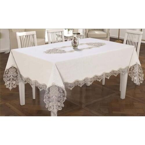 Sultan Model Care-Free Linen Luxury Embroidery Non-Slip Tablecloth