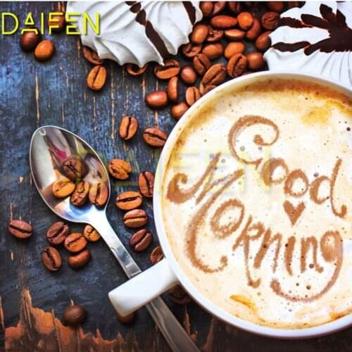 Full Round Diamond mosaic Spoon cup Full Square Diamond embroidery Coffee beans DIY3D Diamond painting Cross stitch good Morning