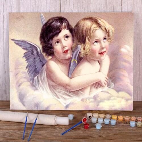 Angel Kids Coloring By Numbers Painting Set Acrylic Paints 50*70 Canvas Painting Paintings Crafts Adults Handiwork Drawing