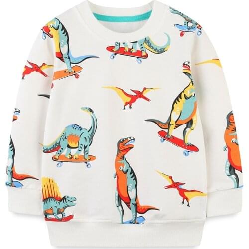 Jumping Meters 2021 New Arrival Autumn Winter Childrens Sweatshirts With Dinosaurs Print Cotton Boys Girls Sport Shirts Costume