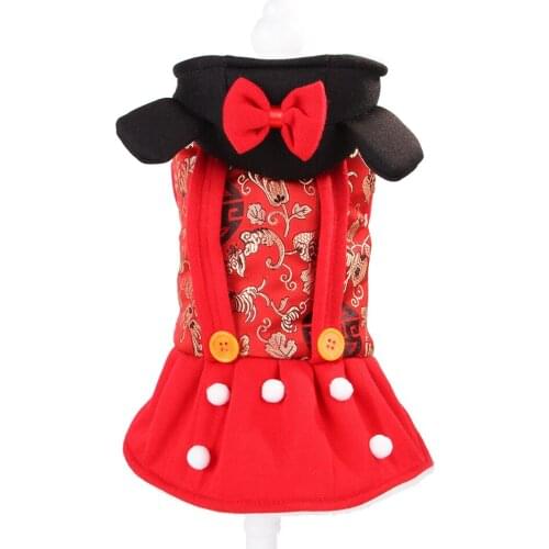 Dog Cat New Year Coat Dog Coat Pet Clothes with Chinese Style New Year Costume Pet Coat Chinese Button Tang Suit