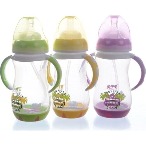 New Style Baby Feeding Bottle Drop-resistant against Flatulence Feeding Bottle Silicone Cover Straw Drinking Milk Bottle Infant