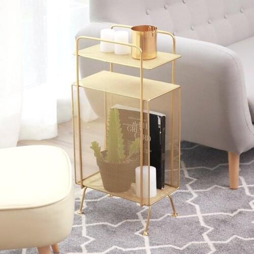 Luxury Multi-layer Steel Golden Wire Magazine Rack Book Storage Organizer shelves for bedroom closet organizer storage shelf