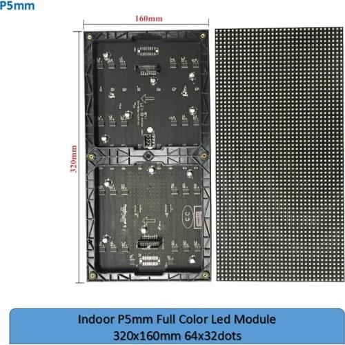 P5 LED Display Screen Module Indoor Full Color RGB 3IN1 SMD2121 1/16S Scan 320x160mm 64x32Pixel Fixed Matrix Sign Display
