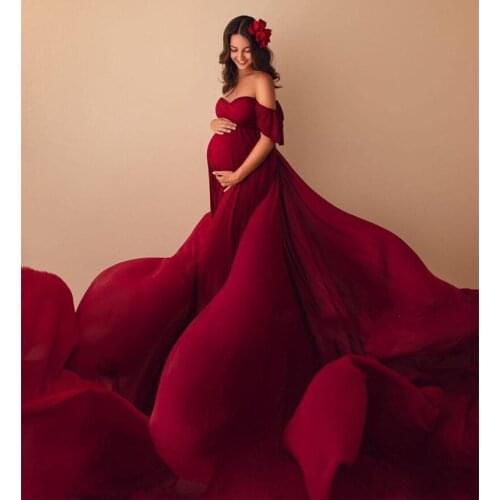 Shoulderless Maternity Dresses For Photo Shoot Sexy Gown Long Pregnant Women Pregnancy Dress Photography Props for Baby Showers