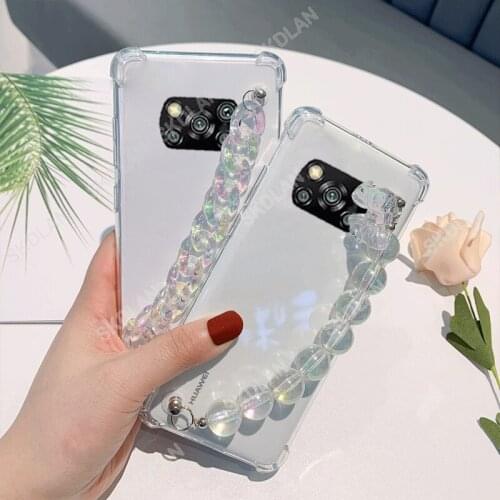 Airbag Transparent TPU Shockproof phone Cover xiaomi POCO X3 Pro X3 NFC F3 M3 11 10T Pro CC9E A3 LiteCrystal Bracelet phone case