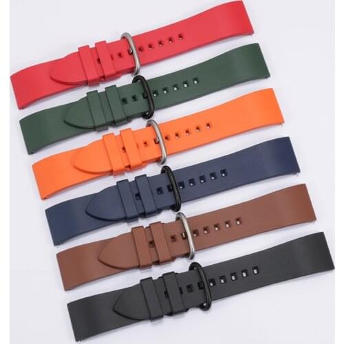 Fluorine Rubber Watch Band 20mm 22mm 24mm Waterproof Watch Strap Stainless Steel Buckle for Each Brand Sports Watches Band