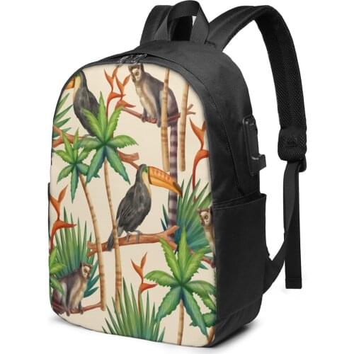 Tropical Animals Women Men Backpack USB Charge School Bag For Girl Boy Travel Laptop Bookbag Daypack