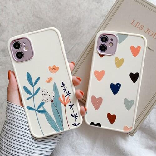 Cute Cartoon Flower Shockproof Phone Case For iPhone 12 Mini 11 Pro XR XS Max 7 8 Plus SE2 Love Heart Soft Silicone Bumper Cover