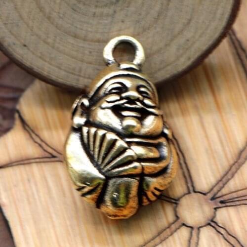 Antique Solid Brass God of wealth Figurines Retro Copper Animal Tea Pet Desktop Ornament Decor Crafts Keychain Pendants