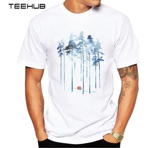 TEEHUB Mens New Fashion Wolf Sleeping in the woods Design Short Sleeve T-Shirt Cool Tops Hipster Tee Shirts