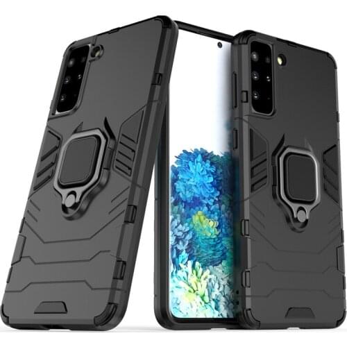 For Galaxy S21 Ultra Hybrid Slim Armor Case For Samsung Galaxy S21 Plus S21+ Kickstand Metal Car Holder Ring Stand Case S21plus