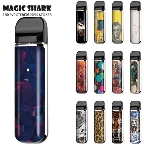 Magic Shark Flower Tiger Painting V-Vendetta Leopard Stone Sticker Case Full Wrap Film Skin Cover for Smok Novo 2 Novo2