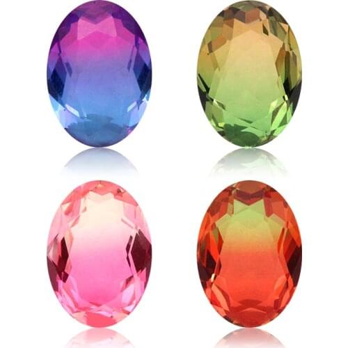Hight Quality Glass crystal K9 Fancy stone Oval pointback Tourmaline Rhinestone Naked Diamond Crystal For DIY Jewelry Accessorie