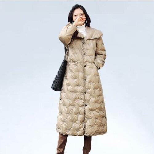 Thick Cotton Coat Women winter Jacket 2021 New lapel Long Sleeve Bf bee Embroidery Long Down Jacket Parka manteau femme hiver