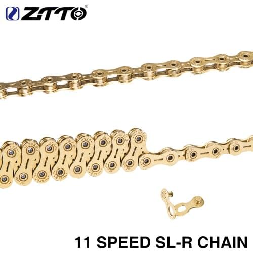 ZTTO MTB Mountain Bike Road Bicycle chain 11 Speed Golden SLR Chain 11s 22s ultralight Parts Durable Gold for Parts K7 System