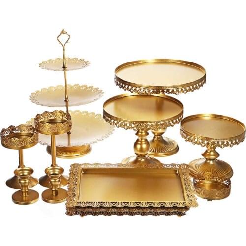 12pcs Fondant Cupcake Cake Stand Set Crystal Holder Dessert Display Tools Party Wedding Vintage Gold Bakeware Accessory