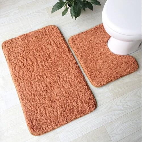 Soft Lamb Plush Bathroom Mat 2 pcs/set Toilet Mat 4 Solid Colors Bathroom Rug Household Toilet Feet Pad Super Soft Bath Mat