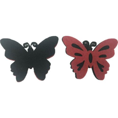 DIY 20pcs Red Thick Felt Butterfly Patches crafts clothing Appliques decoration 66X50MM