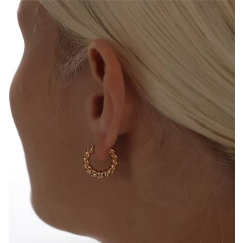 2021 Vintage Mesh Chain Hoop Earrings for Women Punk Jewelry Gold Twisted Circle Earring Female Brincos Loop Geometric Bijoux