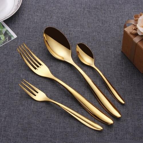 24 PCS Cutlery Set Golden Dinner Set Classic Restaurant Stainless Steel Kitchen Wedding Dining Dinnerware Tableware