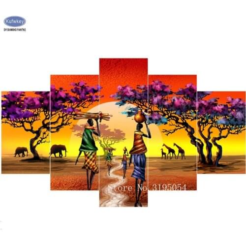 5pcs,diamond embroidery sale,African scenery,woman,5d diamond painting full diamond mosaic pictures of rhinestones cross-stitch