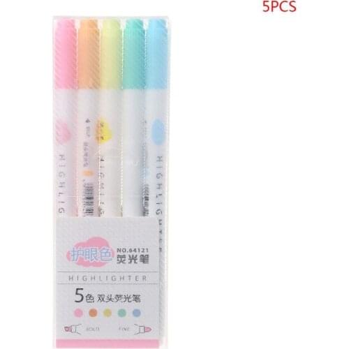 5pcs Eye Color Dual Double Head Highlighter Pen Marker Liquid Chalk Fluorescent