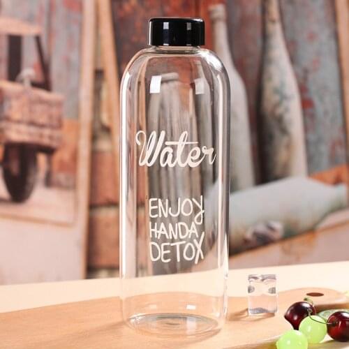 600/1000ml Creativity Transparent Plastic Bottle Letter Pattern Water Bottles Large Capacity Leak-proof Drinkware Student Cup