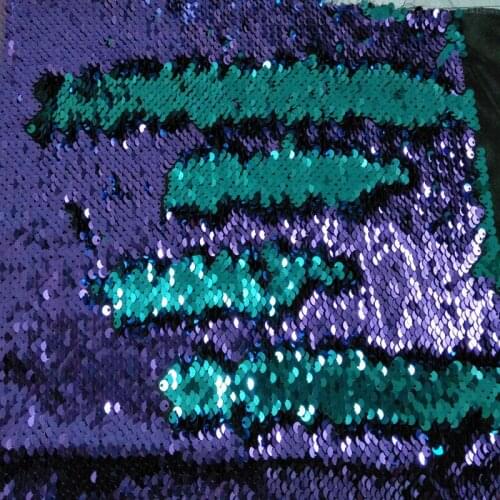 60x50cm Bling Bling Romantic Purple & Greenblue Color Sequin Double-face Reversible Sequin Fabric Satin Back Sequin Fabric