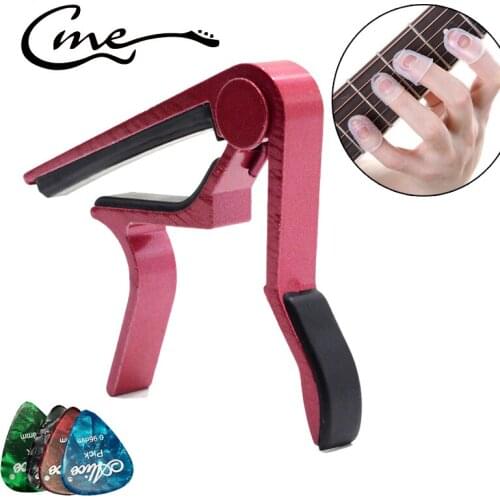 Metal Guitar Capo Ballad Electric Guitar Tuner Clip Ukulele Capo+Guitar Picks+Guitar Fingertip Cap Beginners auxiliary Exercise