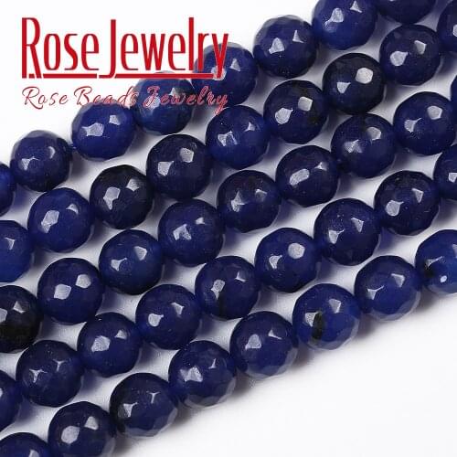 Free Shipping Natural Stone Faceted Blue Jades Round Loose Beads 15" Strand 8 10 MM for Jewelry Making