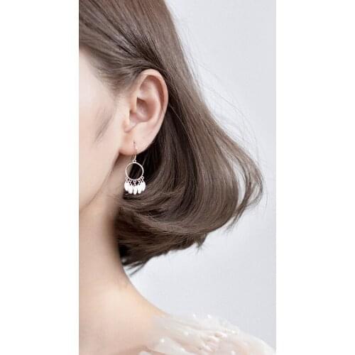 Colusiwei Fashion 925 Sterling Silver Dream Catcher Drop Earrings for Women Simple Round Geometric Sterling Silver Korea Jewelry