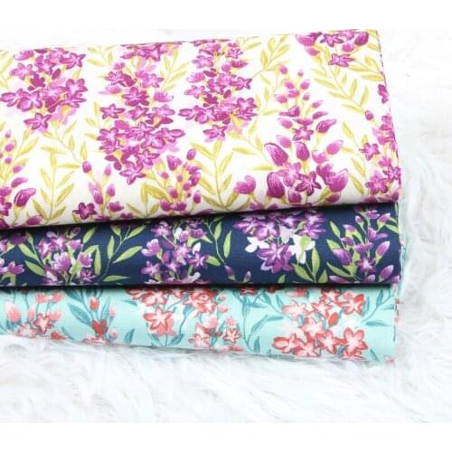 Flower Lavender 100% Cotton Fabric for Girl Clothes Bedding Set Hometextile Cushion Cover Backpack DIY