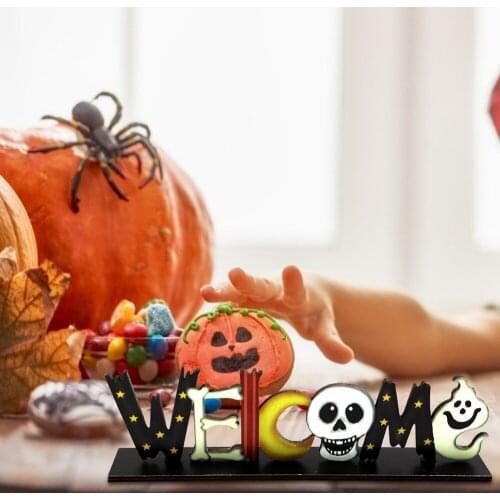 Pumpkin Skull Spider Wooden Pendant Bat Party Scene Halloween Decoration Home Party Supplies Halloween Decorations