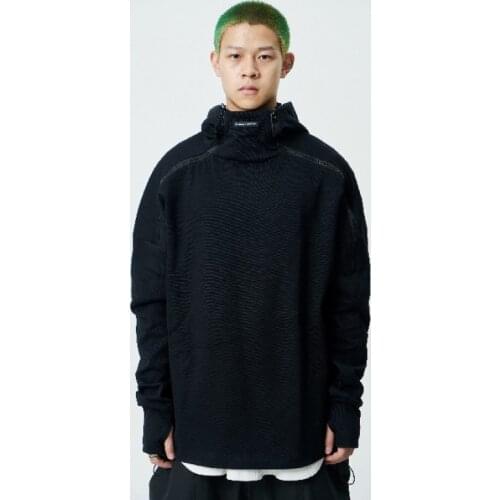 Symbiotic effect Hooded Long sleeve cotton knitted pullover double zipper ykk techwear aesthetic streetwear harajuku