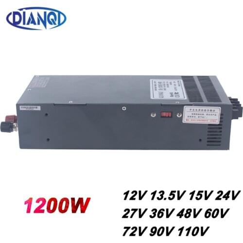 DIANQI 1200W 12V 24V 36V 48V Switching power supply for LED Strip light AC to DC power suply input 110v 220v 1200w power supply