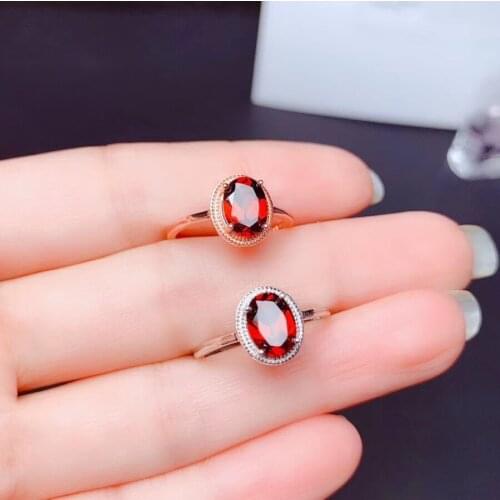 Natural red garnet gemstone jewelry set including ring earrings necklace bracelet real 925 silver oval natural gem girl gift