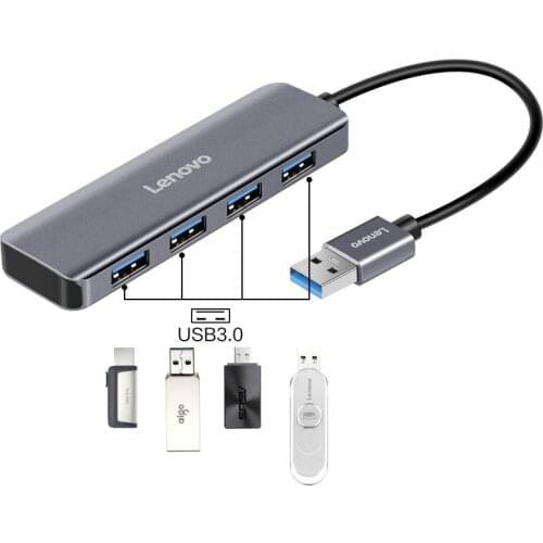 Lenovo U04 USB 3.0 HUB Adapter Aluminium 4 Port Splitter For PC Laptop Notebook Macbook Computer Peripherals Accessorie Expander