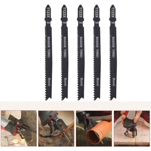 5 Pcs T123X 4 Inch HCS T-Shank Jigsaw Blades Set For Metal Cutting