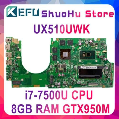 UX510UWK Motherboard For ASUS U5000U UX510UXK UX510UW UX510UWK Laptop Motherboard I7-7500 8G RAM100% work original Mainboard