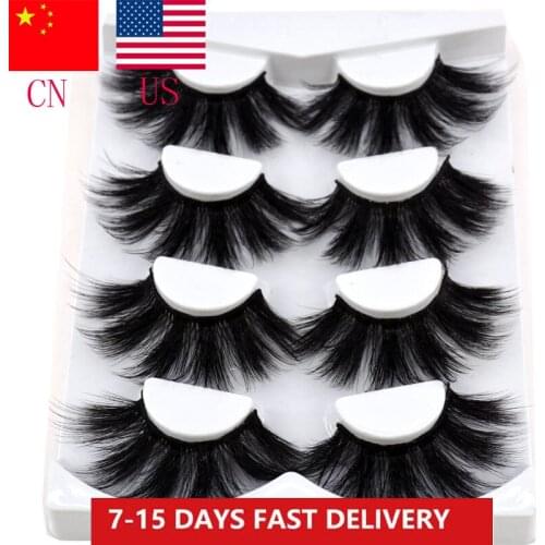 New 4 Pairs 25MM Dramatic 6D Mink False Eyelashes Fluffy Soft Eye Lashes Lashes Thick Long Handmad Fake Eyelash Extension Makeup
