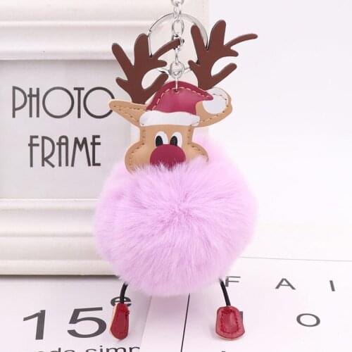 New Plush Elk Pendants Keyring Keychain Pompom Reindeer Fur Ball Doll Keychain Xmas Ornaments Party Favors Christmas New Year