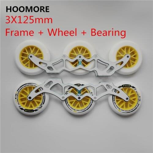Snow White Prince Charming Inline Speed Skating Frame with 3X125mm Multi-purpose Alloy CNC 85% Rebound 125mm Wheel 608 Bearing